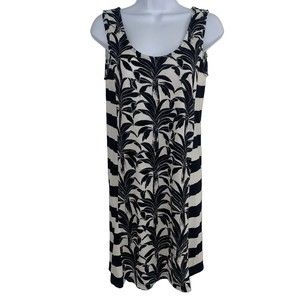 See By Chloe White Black Palm Tree Striped Mini Shift Dress Cotton Women Size 4